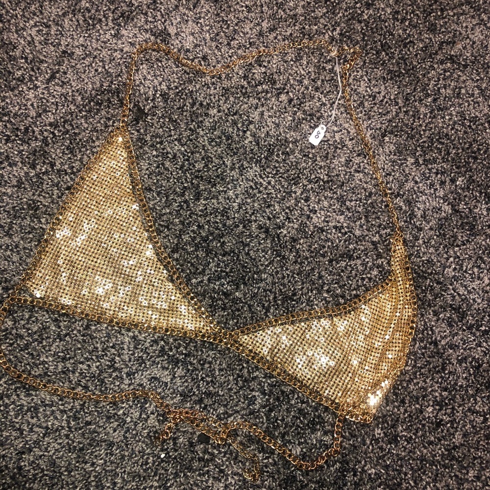 Gold chain bra